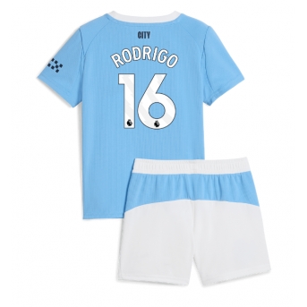 Billige Fotballdrakt Manchester City Rodri Hernandez #16 Replika Hjemmedraktsett Barn 2025-26 Kortermet (med bukser)